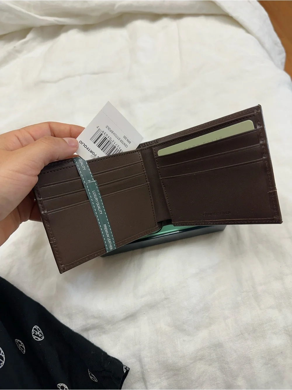 Perry Ellis Brown Leather Bifold Wallet